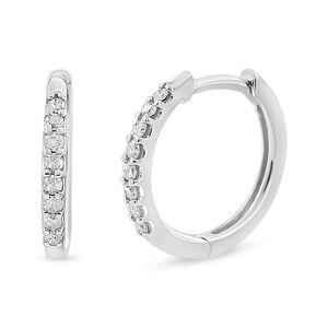 10K White Gold 1/5 Cttw Round-Cut Diamond Modern Hoop Earrings (I-J Color, I3